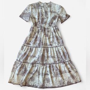 Stylish Cream and Brown Maxi Dress